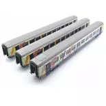 Set of 3 Vtu Passenger Cars "TER Alsace" Ls Models 41209 - HO 1/87 - SNCF - EP VI