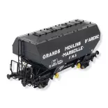 Wagon céréalier Grands Moulins d'Arenc noir - REE MODELES WB726 SNCF HO 1/87