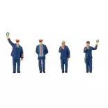 Lot de 4 figurines personnel ferroviaire avec bruitage FALLER 180237 - HO 1/87