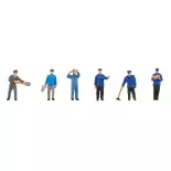 Lot de 6 personnages, employés au dépôt ferroviaire Faller 151660 - HO : 1/87