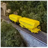 Set 2 Wagons céréaliers Grands Moulins de Coutras jaune REE MODELES WB732 SNCF
