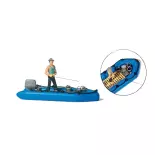 Pêcheur et bateau pneumatique PREISER 10687 - HO 1/87