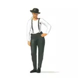 Femme avec pantalon à bretelles et chapeau melon PREISER 28230 - HO 1:87