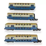Coffret 4 voitures à 2 niveaux Rivarossi HR4371 - HO 1/87 - DR
