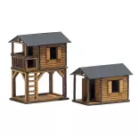 2 maisonnettes en bois - BUSCH 1486 - HO 1/87