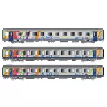Set of 3 Vtu Passenger Cars "TER Alsace" Ls Models 41208 - HO 1/87 - SNCF - EP VI