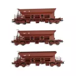 Set 3 Wagons Trémie T1 Uas REE Modèles WB751 à Ballast - HO 1/87 - SNCF - EP IV