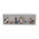 Lot de 6 voyageurs avec bagages PREISER 10784 - HO : 1/87