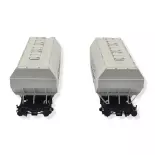 Set 2 Wagons céréaliers CTC gris, châssis noir - REE MODELES WB723 SNCF HO 1/87
