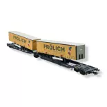 Wagon à double poche articulée de la Wascosa - ROCO RO76431 - HO 1/87