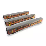 Set 3 Voitures VTU Languedoc Roussillon Carmillon LSMODELS 41210 HO SNCF - EP VI