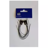 2 paires d'attelages courts magnétiques norme NEM 362, avec fils, longueur L : norme + 0.6mm