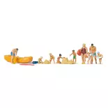 Set of 9 characters at the beach with accessories Preiser 10692 - HO : 1/87