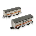 Set 2 Wagons couverts Gms (ex K3) Hobbytrain H24253  SERSA - N 1/160 - EP V