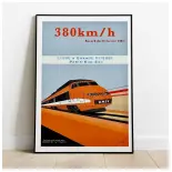 Poster TGV Record 1981 - A2 42.0 x 59.4 cm - Paris-Sud-Est - SNCF - 380 km/h