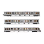 Set 3 voitures voyageurs RIB 70 gris d'origine JOUEF 4150 SNCF - HO 1/87 - EP IV