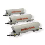 Trois wagons céréaliers UNICOPA Z 1/220