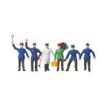 Lot de 6 employés / personnels de gare PREISER 10010 - HO 1/87