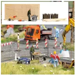 Lot avec un ouvrier, une scie circulaire et accessoires BUSCH 7807 - HO : 1/87