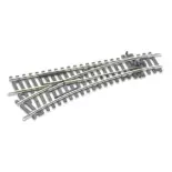 Aiguillage à gauche168 mm 22,5° Peco ST241 Rayon 438 mm - HO : 1/87 - Code 100