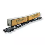 Wagon à double poche articulée de la Wascosa - ROCO RO76431 - HO 1/87