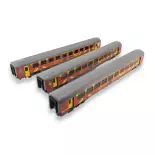 Set 3 Voitures VTU Languedoc Roussillon Carmillon LSMODELS 40313 HO SNCF - EP VI
