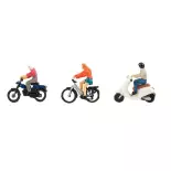 Lot de 3 personnages en 2 roues FALLER 151801 - HO 1/87ème