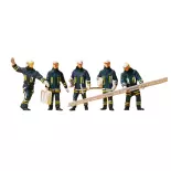 5 figurines pompiers en intervention Preiser 10484 - HO 1:87