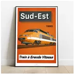 Poster TGV Sud-Est - 800tonnes 8TSUDEST - A2 42.0 x 59.4 cm - 1980