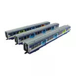 Coffret 3 voitures voyageurs RIB "Transilien" JOUEF S4159 SNCF HO 1/87 EP IV-V