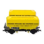 Set 2 Wagons céréaliers Grands Moulins de Coutras jaune REE MODELES WB727 SNCF