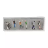 Lot de 6 voyageurs avec sac à dos PREISER 10725 - HO : 1/87