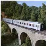 Set 2 voitures voyageurs DEV INOX A7D - B10 JOUEF 4145 SNCF - HO 1/87 - EP III