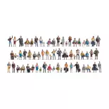 MEGA SET 60 figurines "passants et voyageurs" NOCH 16070 - HO 1/87