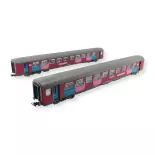 Coffret 2 voitures corail "OUIGO" PIKO 97305 - HO 1/87 - EP VI - 2nd classe
