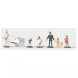 Lot de 6 personnages vendeur de glaces + passants Merten 0272203 - N : 1/160