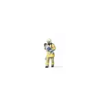 Pompier uniforme beige secourant un enfant PREISER 28252 - HO 1/87