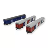 3 wagons couverts - Roco 77022 - HO 1/87 - transport bicyclettes - ÖBB