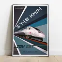 Poster TGV Record 2007 - A2 42.0 x 59.4 cm - 800Tonnes 8TTGVREC07 Est - SNCF - 574.8 km/h - 3