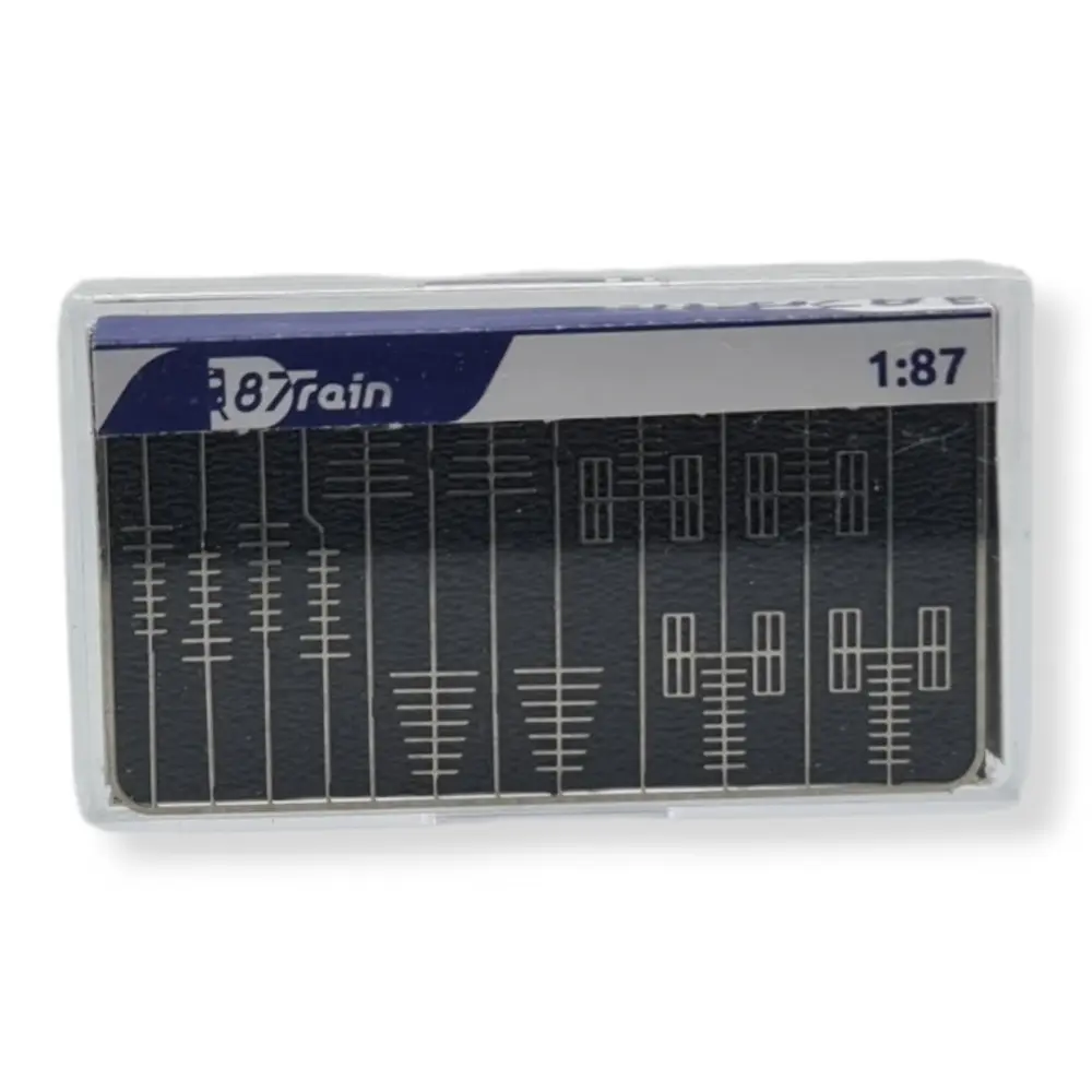 Lot de 12 Antennes - 3 modèles nickel-argent photodécoupé | 87TRAIN 221018 | HO 1/87 - 3