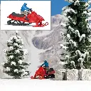 Scooter des neiges / motoneige rouge avec conducteur BUSCH 7818 HO 1/87 - 2