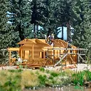 Cabane en rondins en construction - Busch 1855 - HO 1/87  - 2