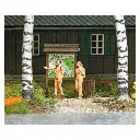 Randonneurs nudistes, sac à dos et Panneau BUSCH 7947 - HO 1/87 - 2