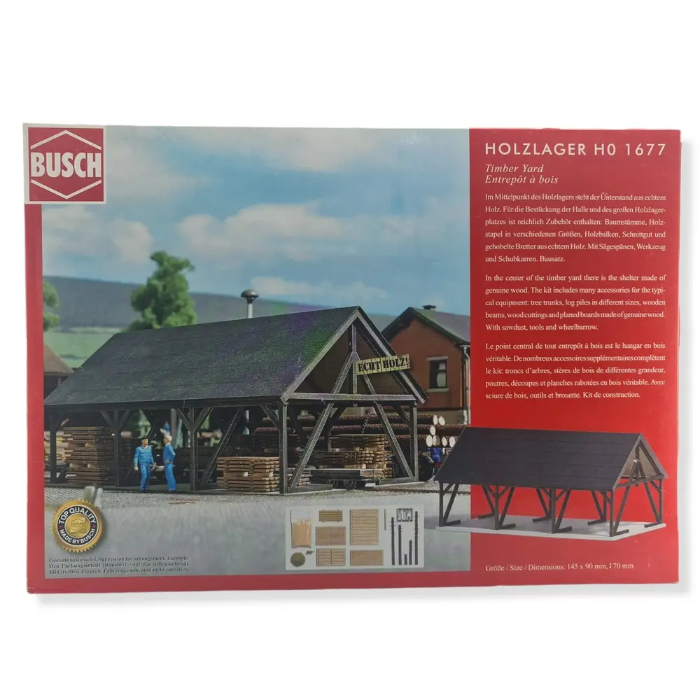 Entrepôt à bois BUSCH 1677 - HO 1/87 - 145x90x70mm - 2