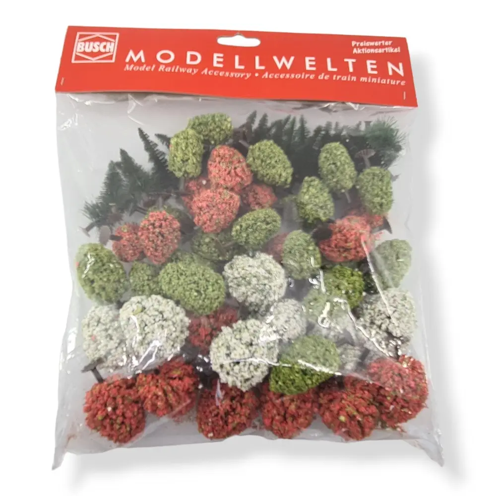 65 Arbres feuillus et sapins - Busch 9769 - N et TT - 30 à 50 mm de haut - 2