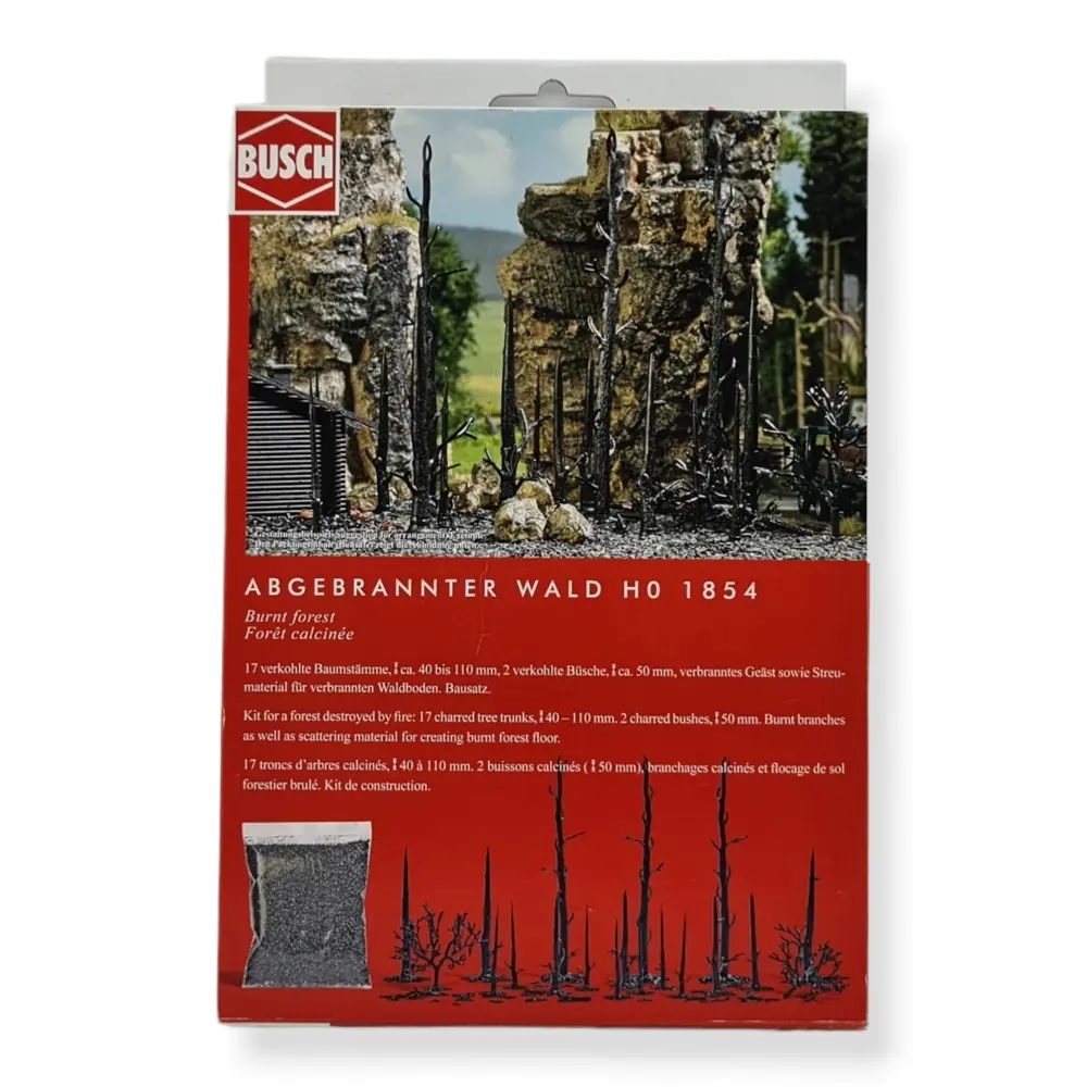 Lot de 17 arbres calcinés, 2 buissons & cendres BUSCH 1854 - HO 1/87 -  - 4