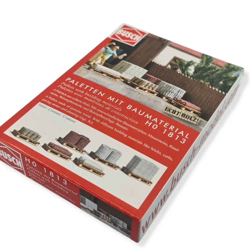 lot de 6 palettes avec chargement de matériaux BUSCH 1813 - HO 1/87 - 3