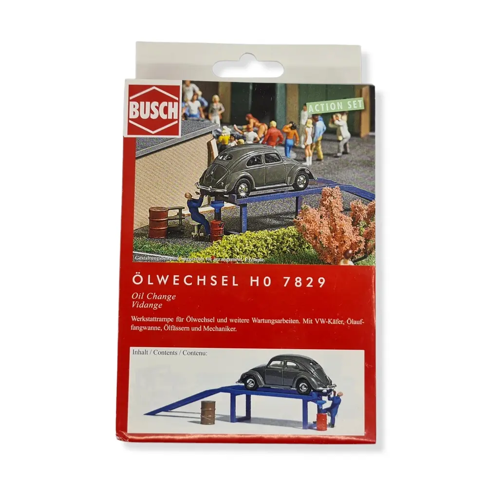 Lot avec un mécanicien faisant la vidange d'une voiture BUSCH 7829 - HO : 1/87 - 2