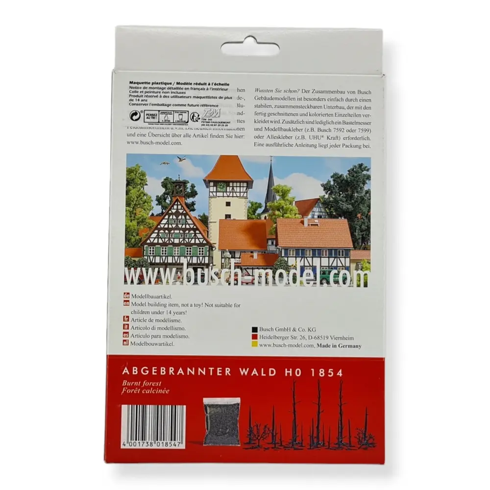 Lot de 17 arbres calcinés, 2 buissons & cendres BUSCH 1854 - HO 1/87 -  - 5