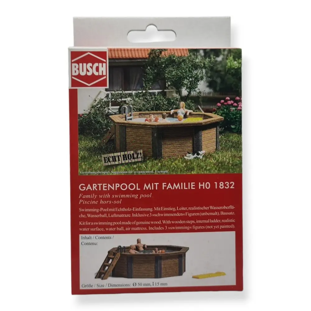 Scénette Piscine en famille - Busch 1832 - HO 1/87 - 3